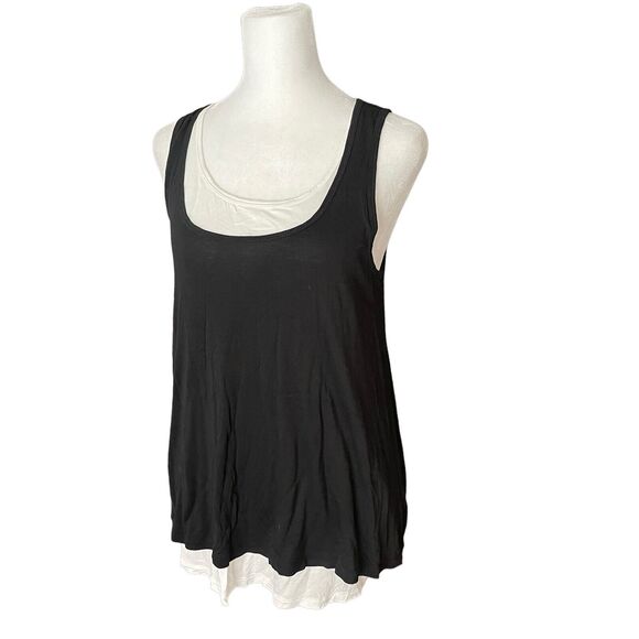 GAP Maternity Small Tank Top Layered Black White Scoop Neck Sleeveless - Picture 5 of 7